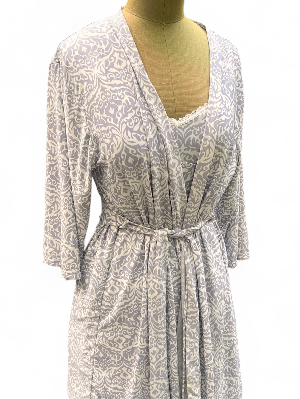 Marilyn Monroe Intimates 2-Piece Chemise Nightgown & Robe Set Small Damask